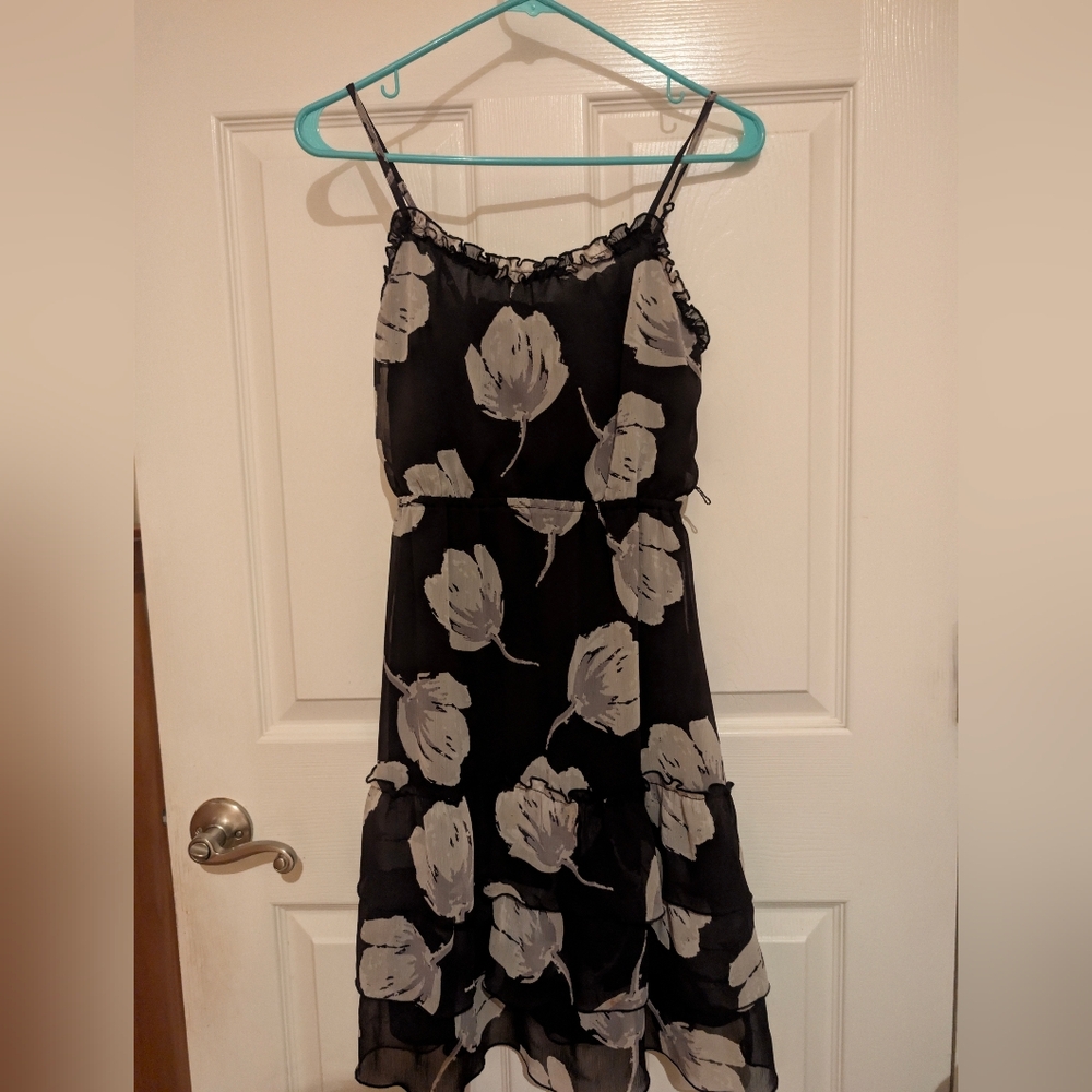 Old Navy Black and White Floral High Low Dress